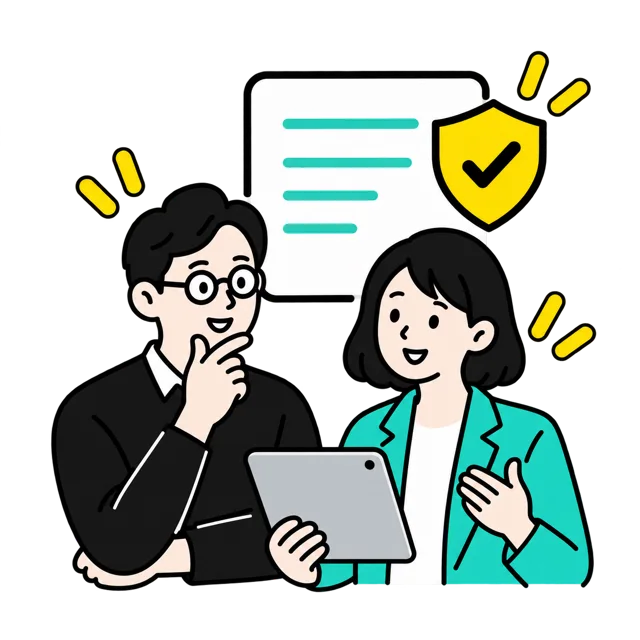 IPの方針や例外について最終判断を行う権利者チームのイラスト